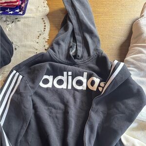 Adidas Charcoal Hoodie with White Logo